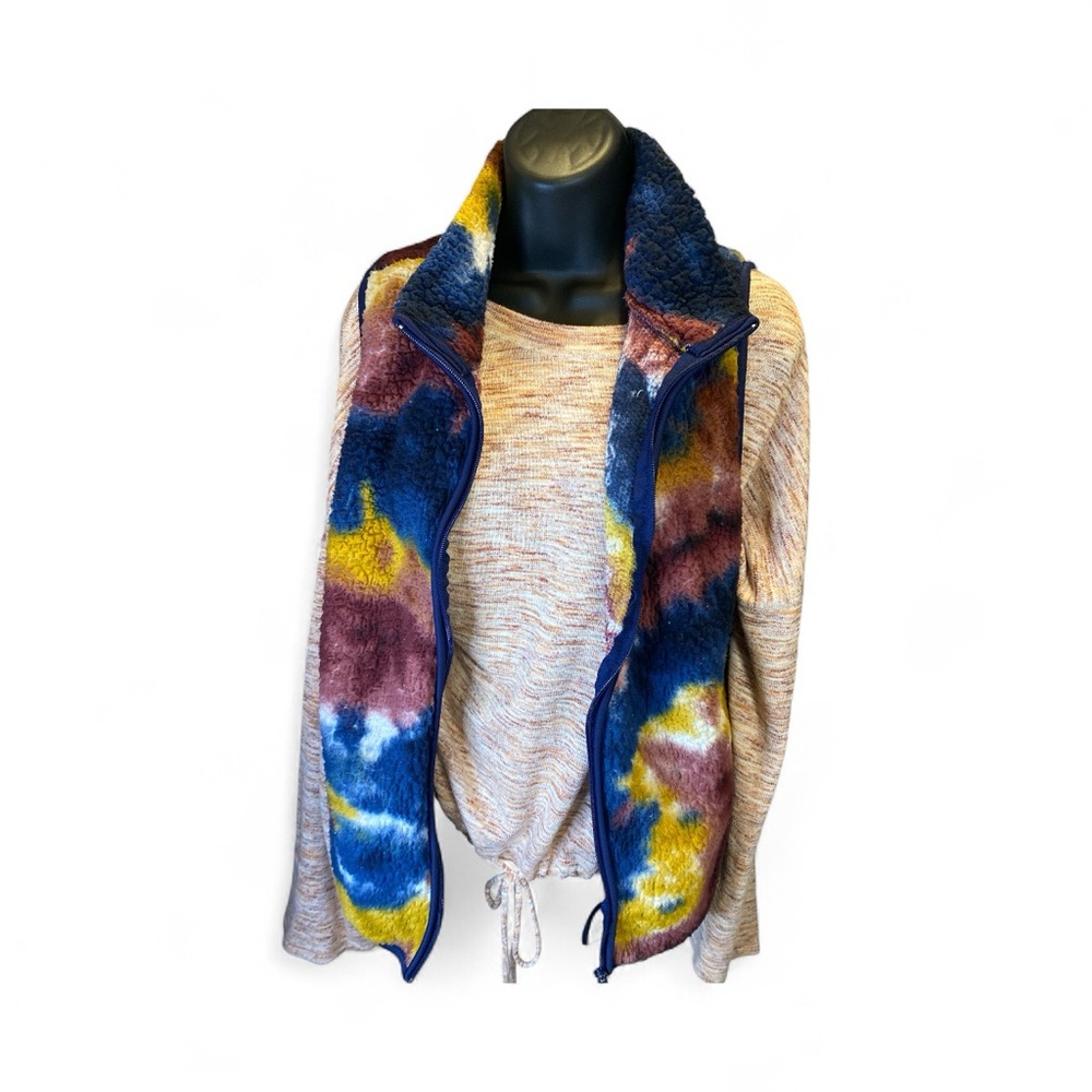Marissa Olivia New York Tie-Dye Sherpa Fleece Zip Vest Size S - Picture 6 of 6